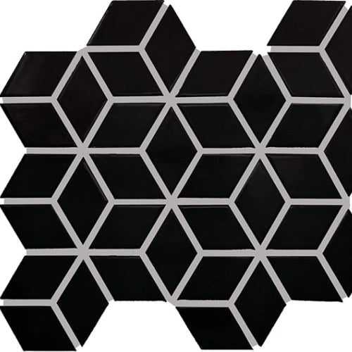 Color Wheel Retro in Matte Black 3d Cube Tile