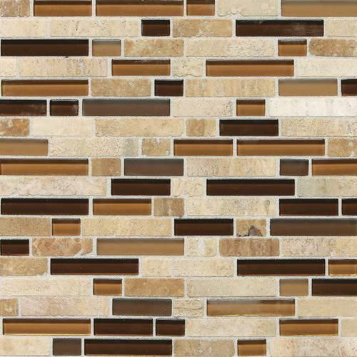 Stone Radiance&trade; in Caramel Travertino Random Mosaic Blend Natural Stone