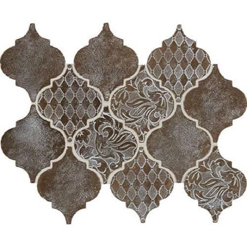 Vintage Metals in Whitewash Classic Bronze - Arabesque Mosaic Metal Tile
